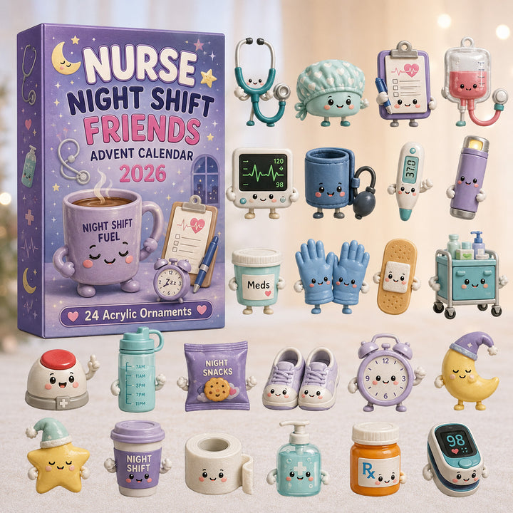 CHRISTMAS KICKOFF 40% OFF - Nurse Night Shift Friends Advent Calendar 2026 - 24-Day Festive Countdown, Acrylic Charms Blind Box - Gift For Nurses & Doctors AC0HT527