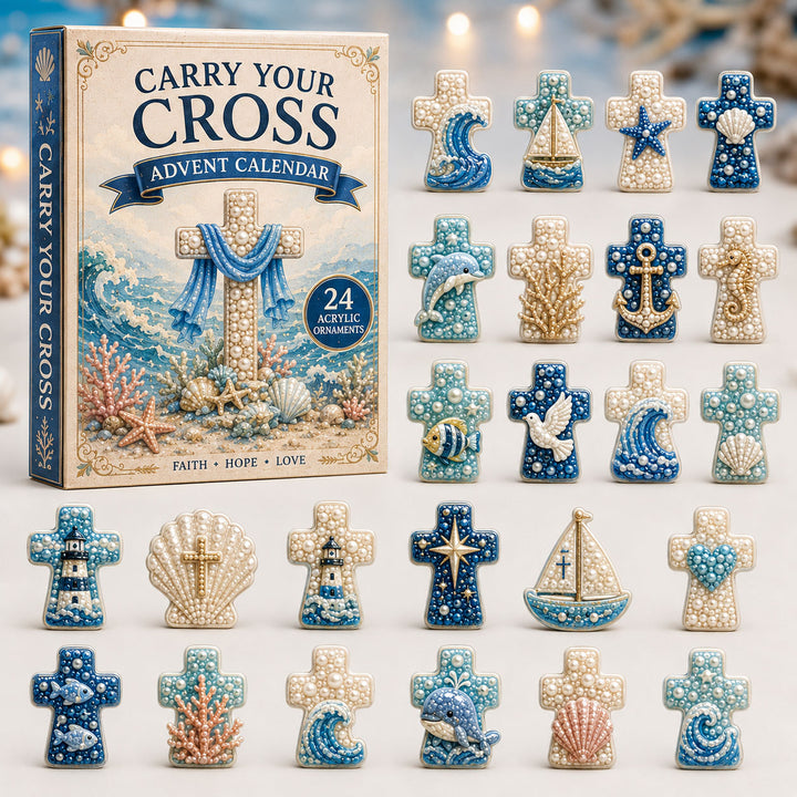 CHRISTMAS KICKOFF 40% OFF - Ocean Crosses Advent Calendar 2026 - 24-Day Festive Countdown, Acrylic Charms Blind Box - Gift For Family