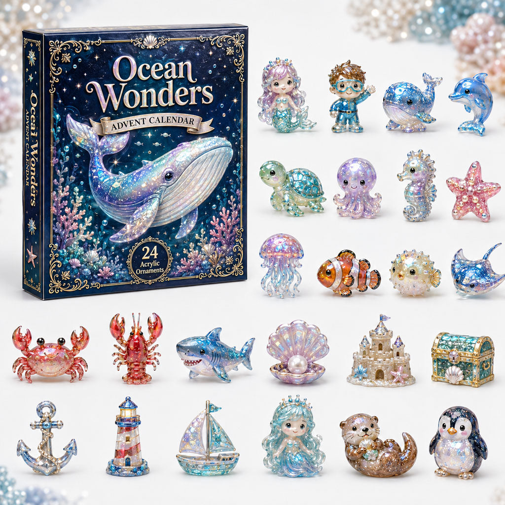 CHRISTMAS KICKOFF 40% OFF - Ocean Paradise Advent Calendar 2026 - 24-Day Festive Countdown, Acrylic Charms Blind Box - Gift For Ocean Lovers