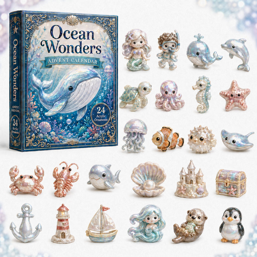 CHRISTMAS KICKOFF 40% OFF - Ocean Treasures Advent Calendar 2026 - 24-Day Festive Countdown, Acrylic Charms Blind Box - Gift For Ocean Lovers