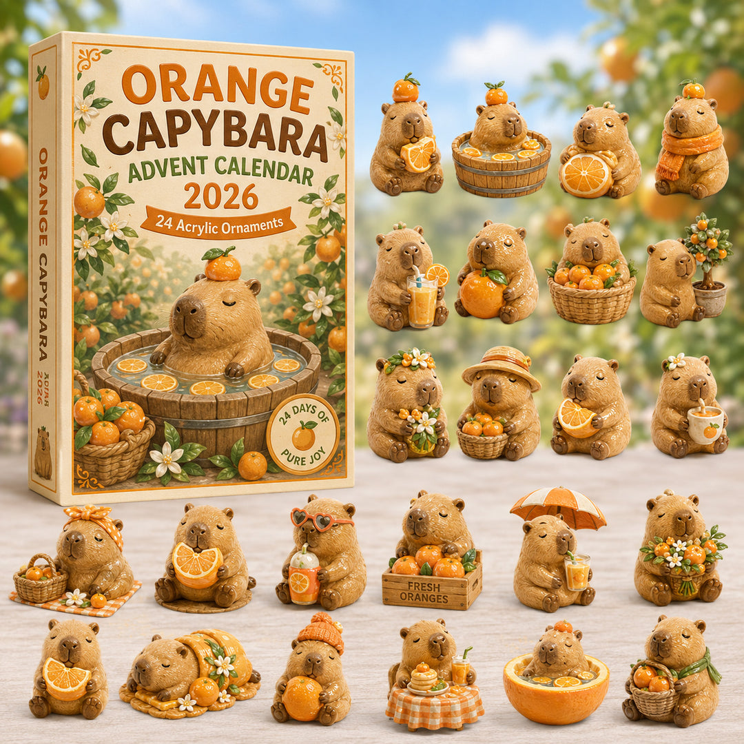 CHRISTMAS KICKOFF 40% OFF - Orange Capybara Advent Calendar 2026 - 24-Day Festive Countdown, Acrylic Charms Blind Box - Gift For Capybara Lovers AC0HT498