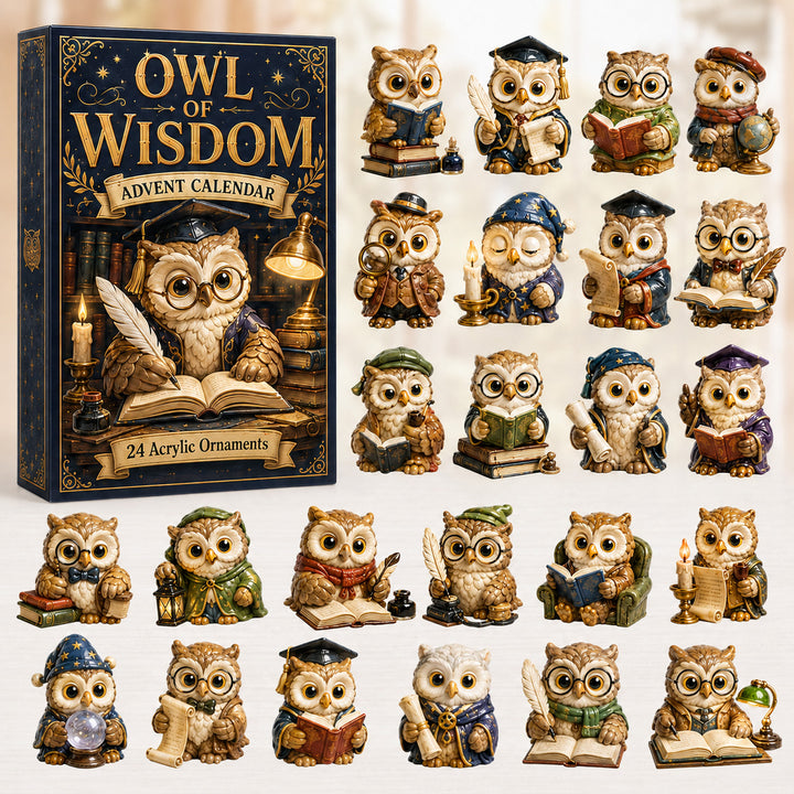 CHRISTMAS KICKOFF 40% OFF - Owl Of Wisdom Advent Calendar 2026 - 24-Day Festive Countdown, Acrylic Charms Blind Box - Gift For Owl Lovers AC0HT365