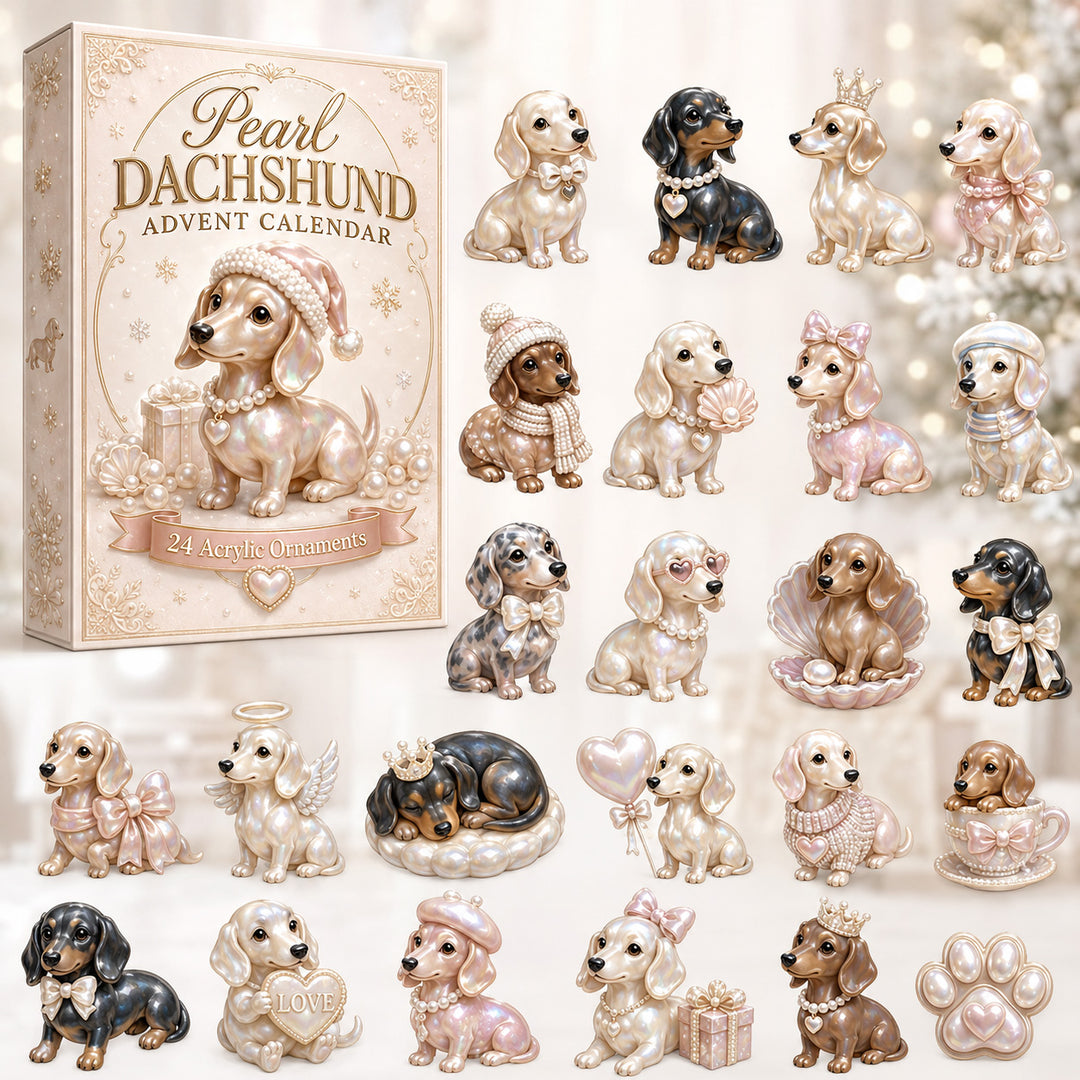 CHRISTMAS KICKOFF 40% OFF - Pearl Dachshund Advent Calendar 2026 - 24-Day Festive Countdown, Acrylic Charms Blind Box - Gift For Dachshund Lovers