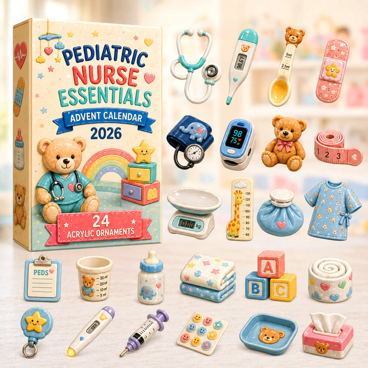CHRISTMAS KICKOFF 40% OFF - Pediatric Nurse Essentials Advent Calendar 2026 - 24-Day Festive Countdown, Acrylic Charms Blind Box - Gift For Nurses AC0HT322