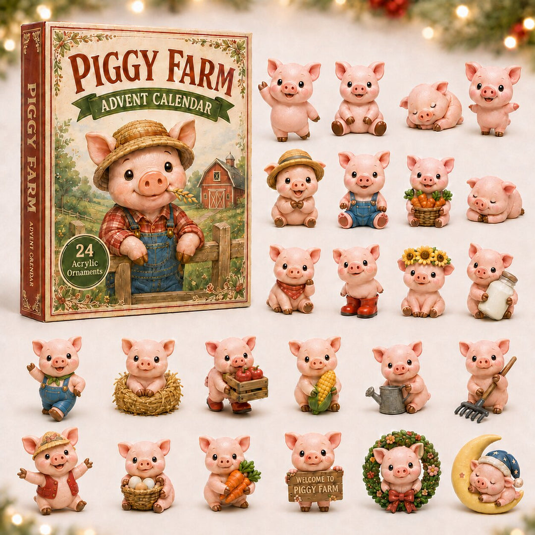 CHRISTMAS KICKOFF 40% OFF - Piggy Farm Advent Calendar 2026 - 24-Day Festive Countdown, Acrylic Charms Blind Box - Gift For Farmer