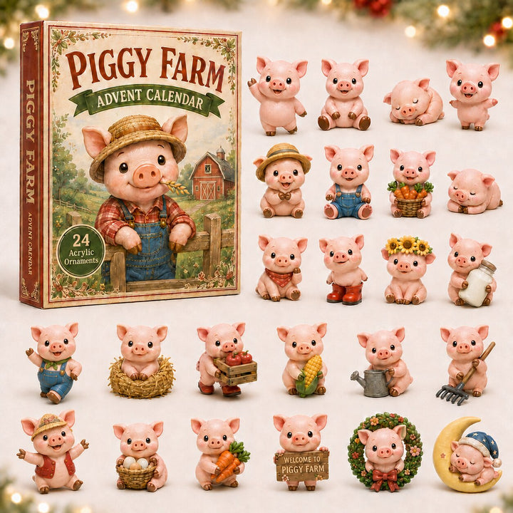 CHRISTMAS KICKOFF 40% OFF - Piggy Farm Advent Calendar 2026 - 24-Day Festive Countdown, Acrylic Charms Blind Box - Gift For Farmer