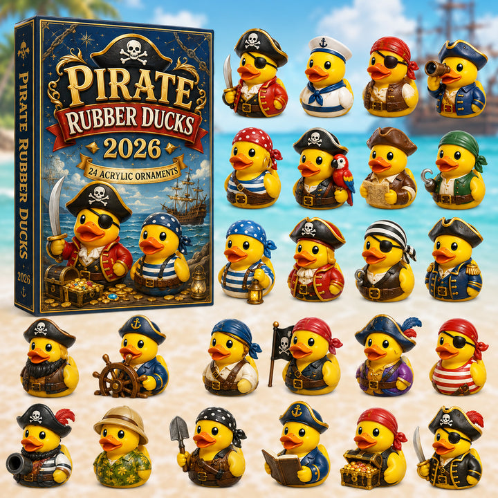 CHRISTMAS KICKOFF 40% OFF - Pirate Rubber Ducks Advent Calendar 2026 - 24-Day Festive Countdown, Acrylic Charms Blind Box - Gift For Ocean Lovers, Family & Friends AC0HT236