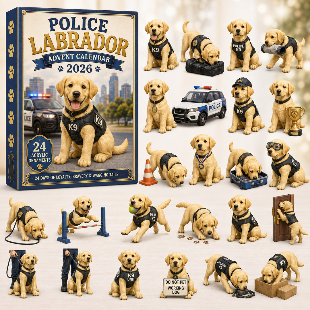 CHRISTMAS KICKOFF 40% OFF - Police Labrador Advent Calendar 2026 - 24-Day Festive Countdown, Acrylic Charms Blind Box - Gift For Labrador Lovers AC0HT257