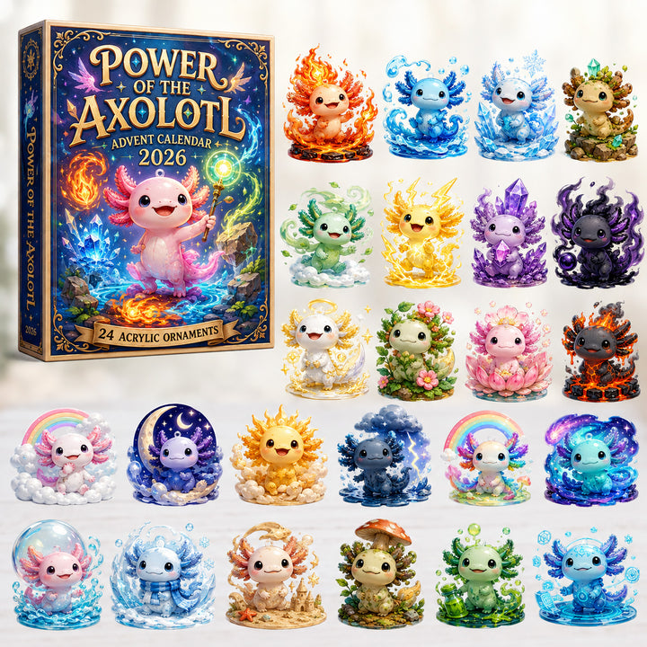 CHRISTMAS KICKOFF 40% OFF - Power Of The Axolotl Advent Calendar 2026 - 24-Day Festive Countdown, Acrylic Charms Blind Box - Gift For Axolotl Lovers AC0HT494