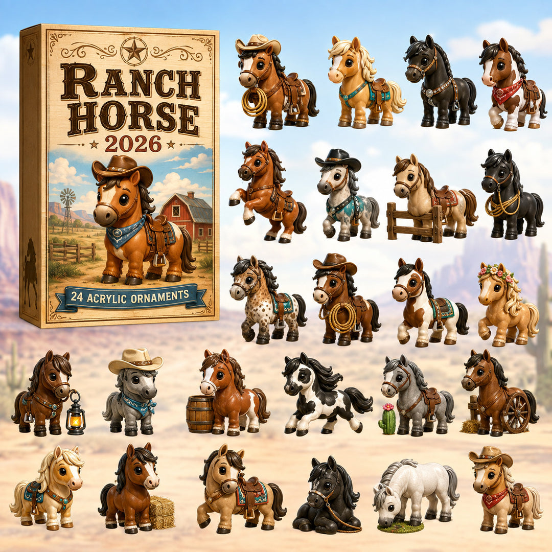 CHRISTMAS KICKOFF 40% OFF - Ranch Horse Advent Calendar 2026 - 24-Day Festive Countdown, Acrylic Charms Blind Box - Gift For Family & Friends