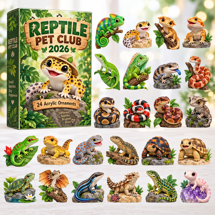 CHRISTMAS KICKOFF 40% OFF - Reptile Pet Club Advent Calendar 2026 - 24-Day Festive Countdown, Acrylic Charms Blind Box - Gift For Lizard Lovers AC0HT646