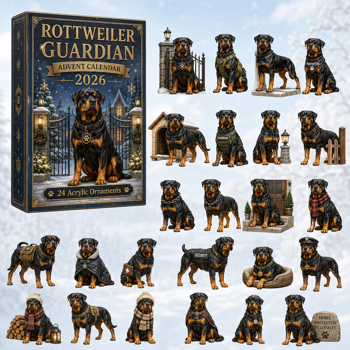 CHRISTMAS KICKOFF 40% OFF - Rottweiler Guardian Advent Calendar 2026 - 24-Day Festive Countdown, Acrylic Charms Blind Box - Gift For Rottweiler Lovers AC0HT195