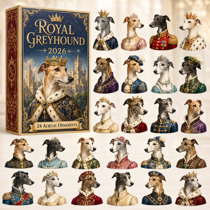 CHRISTMAS KICKOFF 40% OFF - Royal Greyhound Advent Calendar 2026 - 24-Day Festive Countdown, Acrylic Charms Blind Box - Gift For Greyhound Lovers AC0HT411