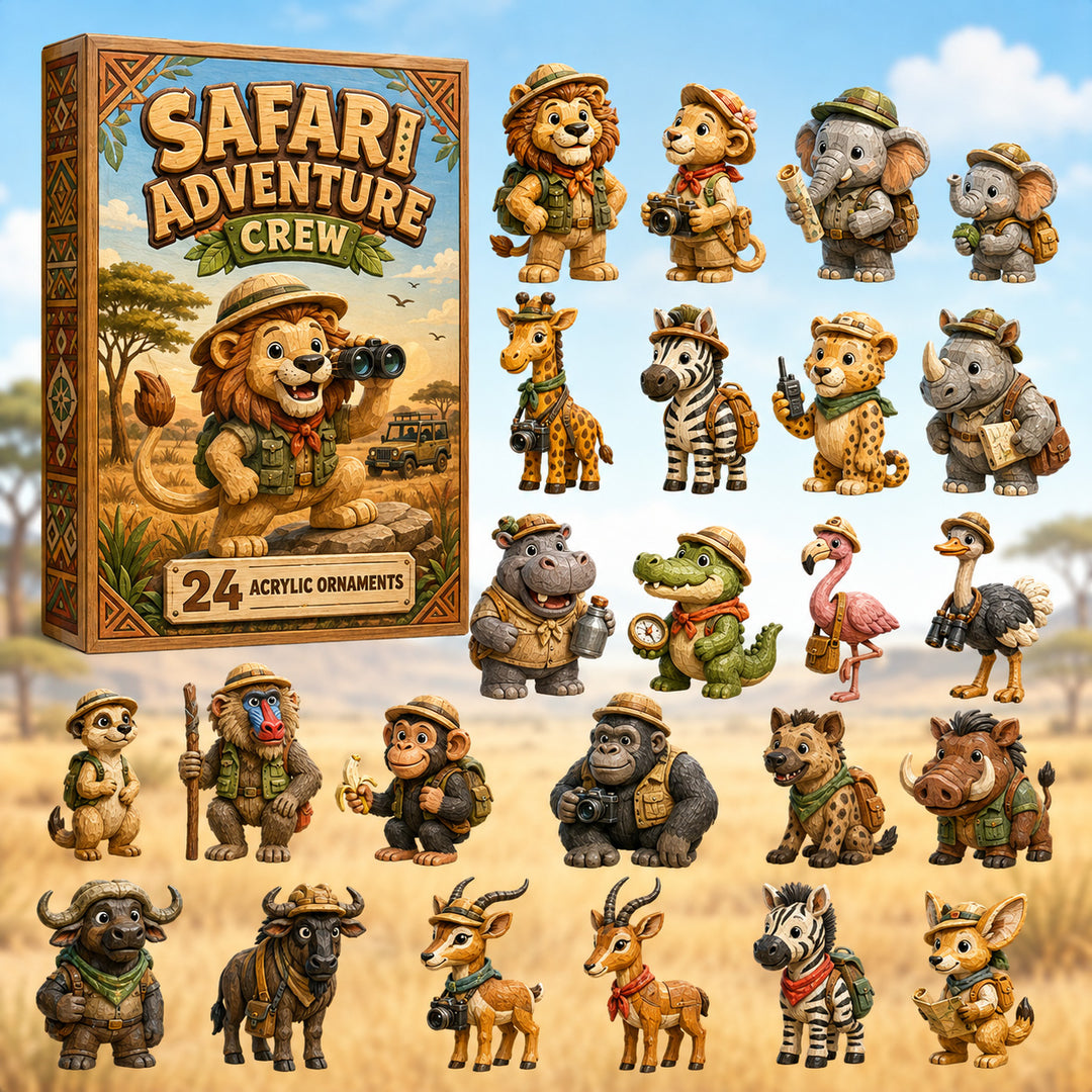CHRISTMAS KICKOFF 40% OFF - Safari Adventure Crew Advent Calendar 2026 - 24-Day Festive Countdown, Acrylic Charms Blind Box - Gift For Safari Lovers AC0HT539