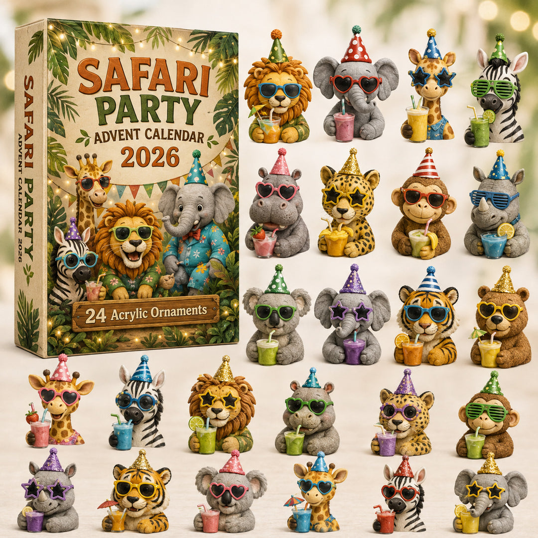 CHRISTMAS KICKOFF 40% OFF - Safari Party Advent Calendar 2026 - 24-Day Festive Countdown, Acrylic Charms Blind Box - Gift For Safari Lovers AC0HT544