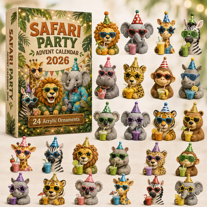CHRISTMAS KICKOFF 40% OFF - Safari Party Advent Calendar 2026 - 24-Day Festive Countdown, Acrylic Charms Blind Box - Gift For Safari Lovers AC0HT544