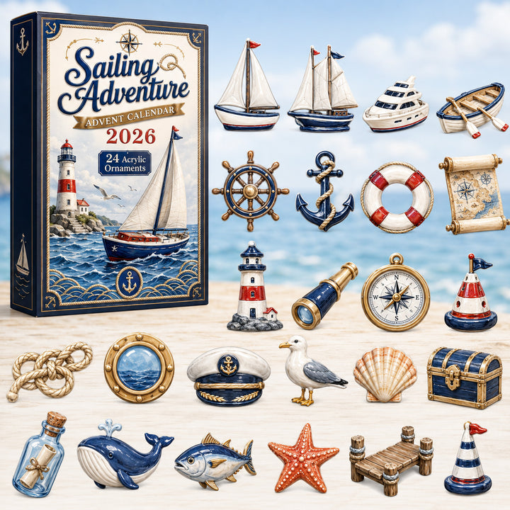 CHRISTMAS KICKOFF 40% OFF - Sailing Adventure Advent Calendar 2026 - 24-Day Festive Countdown, Acrylic Charms Blind Box - Gift For Ocean Lovers, Family & Friends AC0HT243