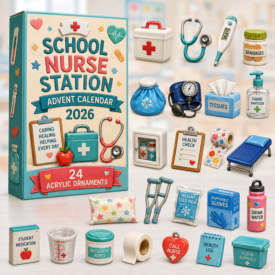 CHRISTMAS KICKOFF 40% OFF - School Nurse Station Advent Calendar 2026 - 24-Day Festive Countdown, Acrylic Charms Blind Box - Gift For Nurses AC0HT323