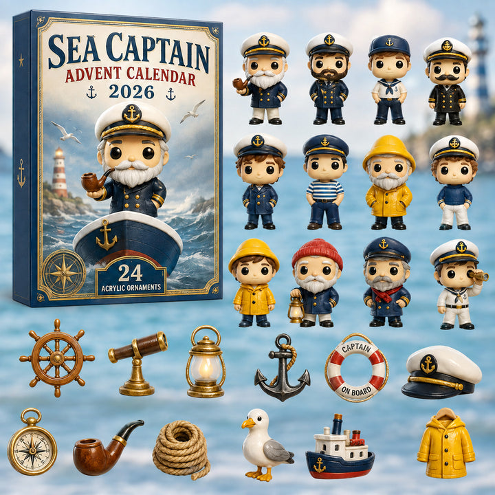 CHRISTMAS KICKOFF 40% OFF - Sea Captain Advent Calendar 2026 - 24-Day Festive Countdown, Acrylic Charms Blind Box - Gift For Ocean Lovers, Family & Friends AC0HT242