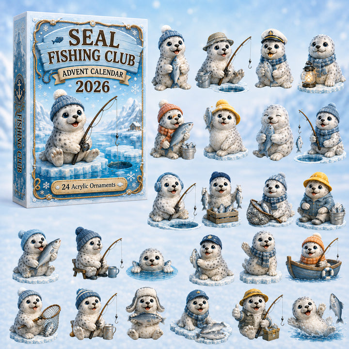 CHRISTMAS KICKOFF 40% OFF - Seal Fishing Club Advent Calendar 2026 - 24-Day Festive Countdown, Acrylic Charms Blind Box - Gift For Seal Lovers AC0HT483