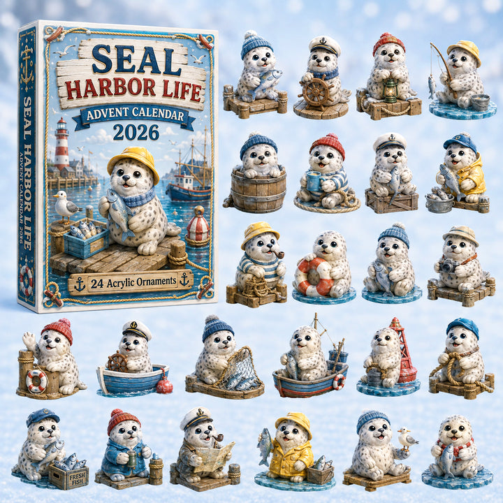 CHRISTMAS KICKOFF 40% OFF - Seal Harbor Life Advent Calendar 2026 - 24-Day Festive Countdown, Acrylic Charms Blind Box - Gift For Seal Lovers AC0HT487