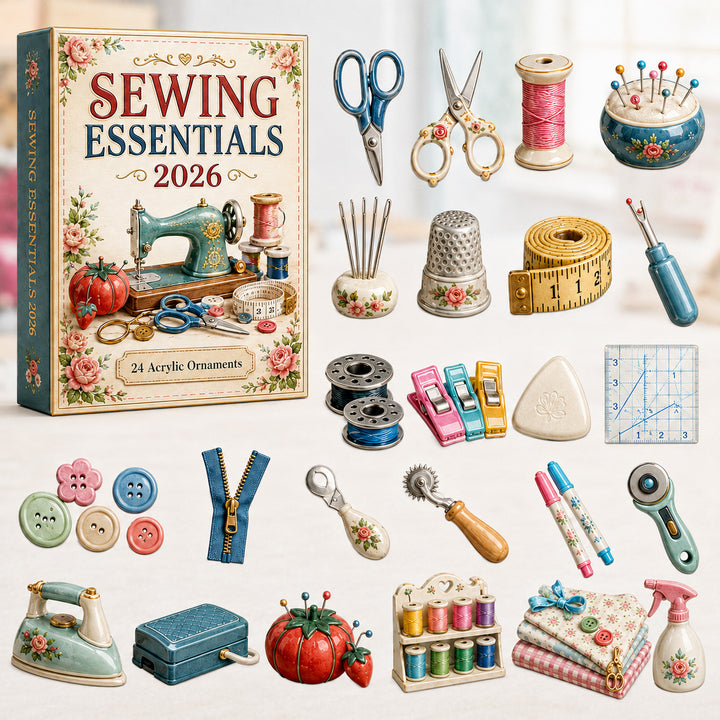 CHRISTMAS KICKOFF 40% OFF - Sewing Essentials Advent Calendar 2026 - 24-Day Festive Countdown, Acrylic Charms Blind Box - Gift For Sewing Lovers AC0HT518