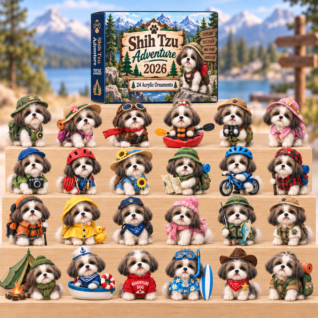 CHRISTMAS KICKOFF 40% OFF - Shih Tzu Adventure Advent Calendar 2026 - 24-Day Festive Countdown, Acrylic Charms Blind Box - Gift For Shih Tzu Lovers AC0HT588