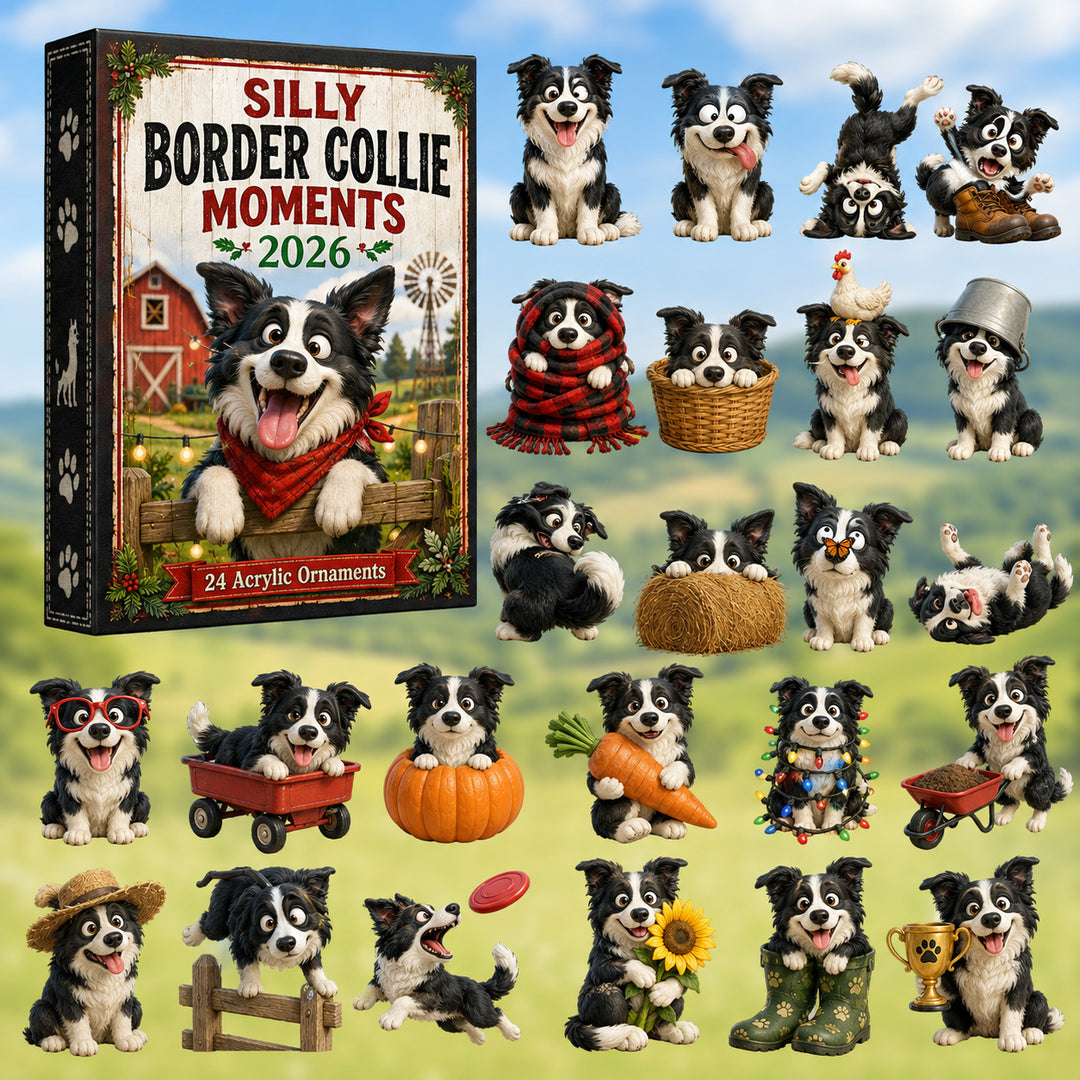 CHRISTMAS KICKOFF 40% OFF - Silly Border Collie Moments Advent Calendar 2026 - 24-Day Festive Countdown, Acrylic Charms Blind Box - Gift For Border Collie Lovers AC0HT175