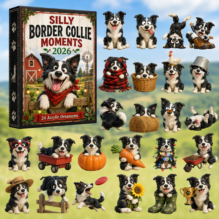 CHRISTMAS KICKOFF 40% OFF - Silly Border Collie Moments Advent Calendar 2026 - 24-Day Festive Countdown, Acrylic Charms Blind Box - Gift For Border Collie Lovers AC0HT175