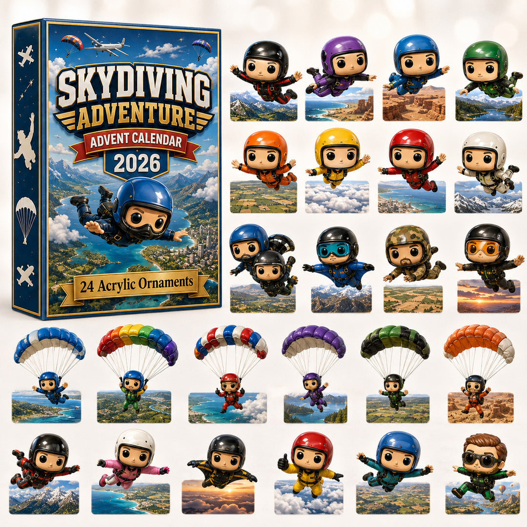 CHRISTMAS KICKOFF 40% OFF - Skydiving Adventure Advent Calendar 2026 - 24-Day Festive Countdown, Acrylic Charms Blind Box - Gift For Skydiving Lovers AC0HT348