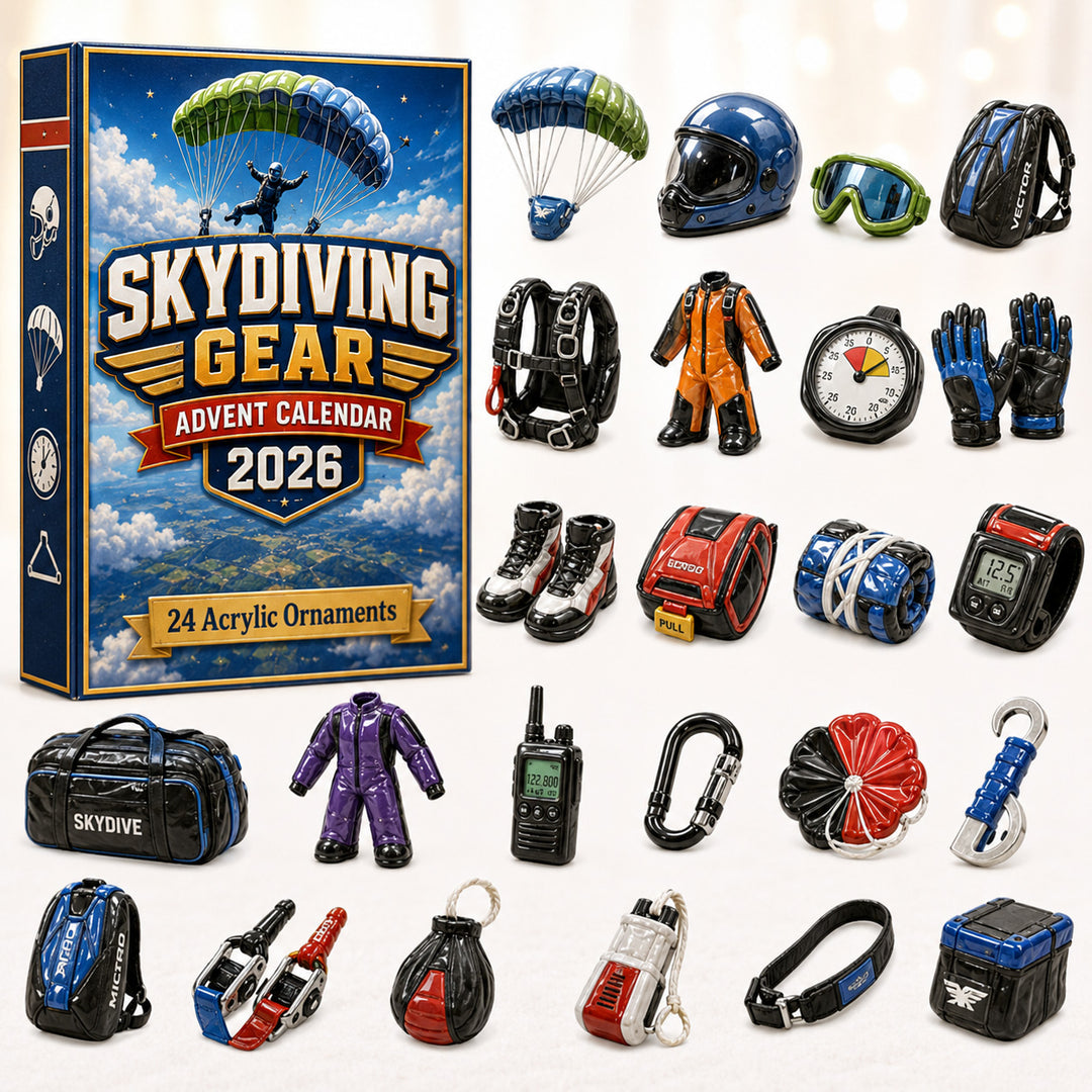 CHRISTMAS KICKOFF 40% OFF - Skydiving Gear Advent Calendar 2026 - 24-Day Festive Countdown, Acrylic Charms Blind Box - Gift For Skydiving Lovers AC0HT345