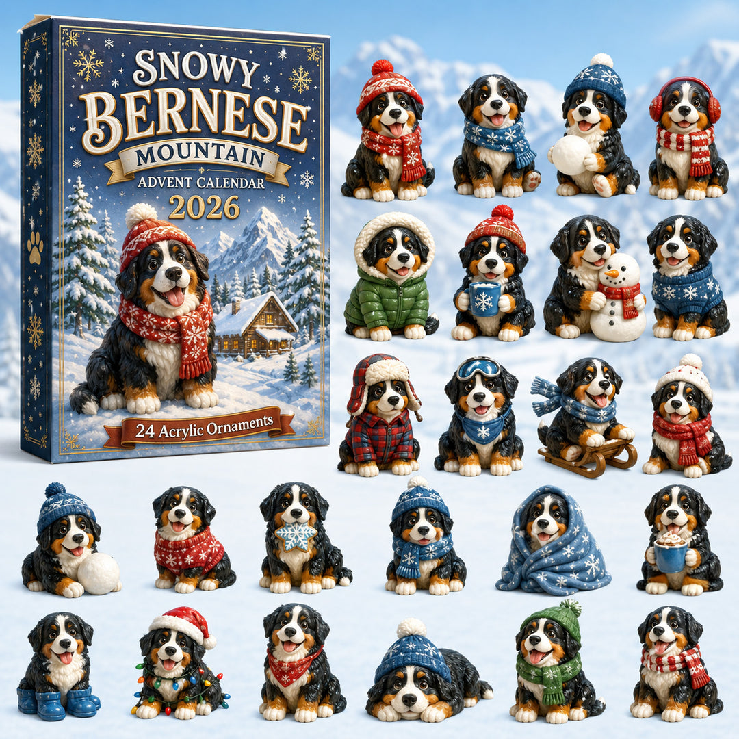 CHRISTMAS KICKOFF 40% OFF - Snowy Bernese Mountain Advent Calendar 2026 - 24-Day Festive Countdown, Acrylic Charms Blind Box - Gift For Bernese Mountain Dog Lovers AC0HT417