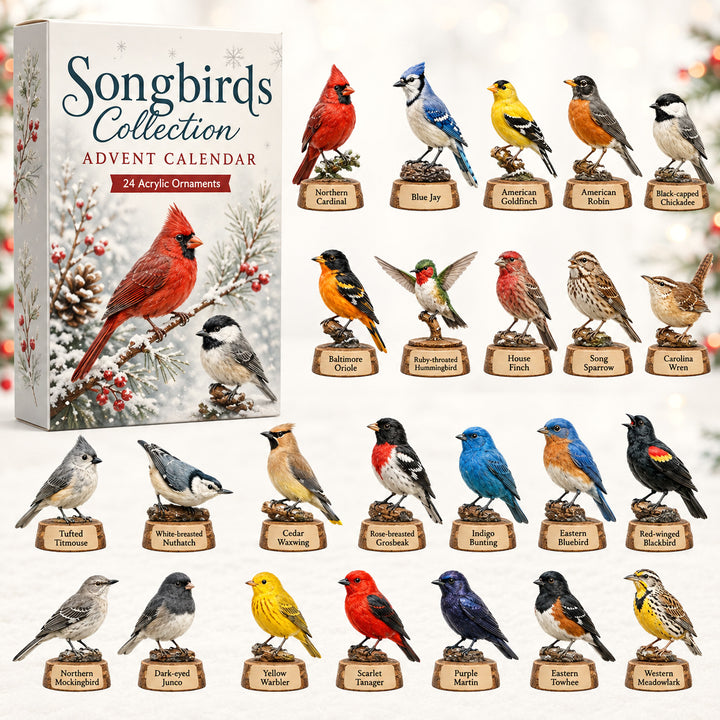 CHRISTMAS KICKOFF 40% OFF - Songbirds Collection Advent Calendar 2026 - 24-Day Festive Countdown, Acrylic Charms Blind Box - Gift For Birds Lovers AC0HT215