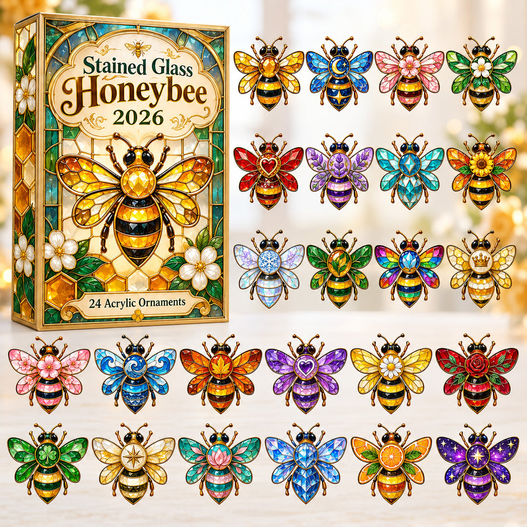 CHRISTMAS KICKOFF 40% OFF - Stained Glass Honeybee Advent Calendar 2026 - 24-Day Festive Countdown, Acrylic Charms Blind Box - Gift For Bee Lovers AC0HT633