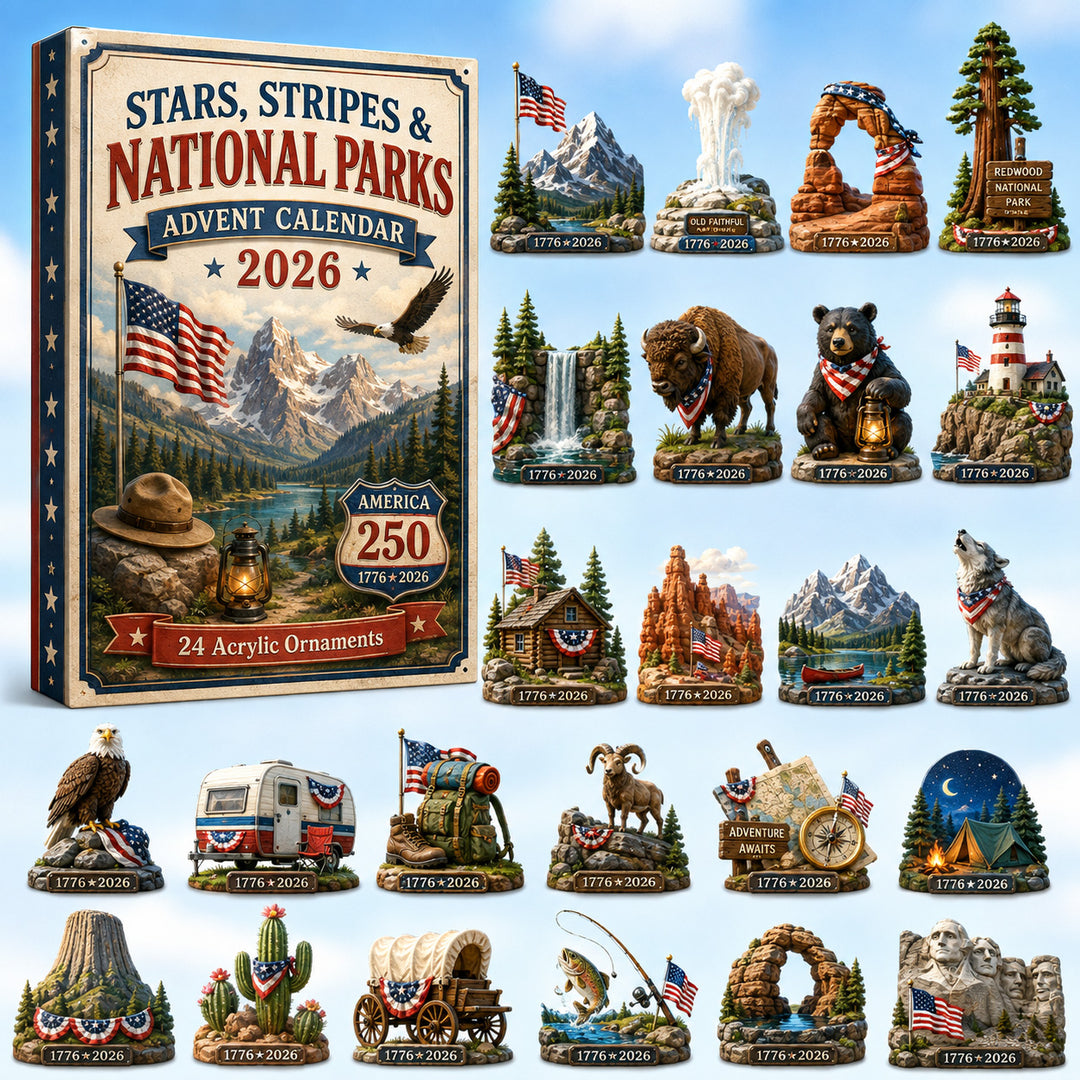 CHRISTMAS KICKOFF 40% OFF - Stars, Stripes & National Parks Advent Calendar 2026 - 24-Day Festive Countdown, Acrylic Charms Blind Box - Gift For Family & Friends AC0HT295
