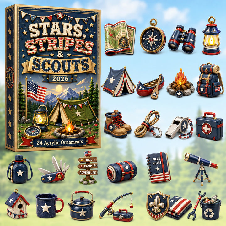 CHRISTMAS KICKOFF 40% OFF - Stars Stripes & Scouts Advent Calendar 2026 - 24-Day Festive Countdown, Acrylic Charms Blind Box - Gift For Scouts, Family & Friends AC0HT516