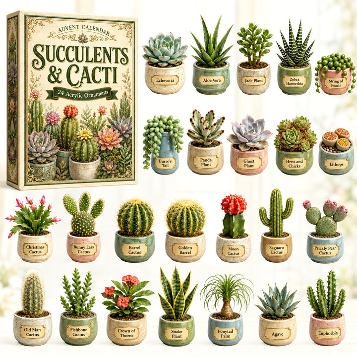 CHRISTMAS KICKOFF 40% OFF - Succulents & Cacti Advent Calendar 2026 - 24-Day Festive Countdown, Acrylic Charms Blind Box - Gift For Nature Lovers AC0HT217