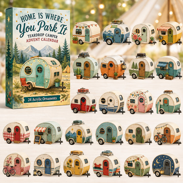 CHRISTMAS KICKOFF 40% OFF - Teardrop Camper Advent Calendar 2026 - 24-Day Festive Countdown, Acrylic Charms Blind Box - Gift For Campers, Family & Friends