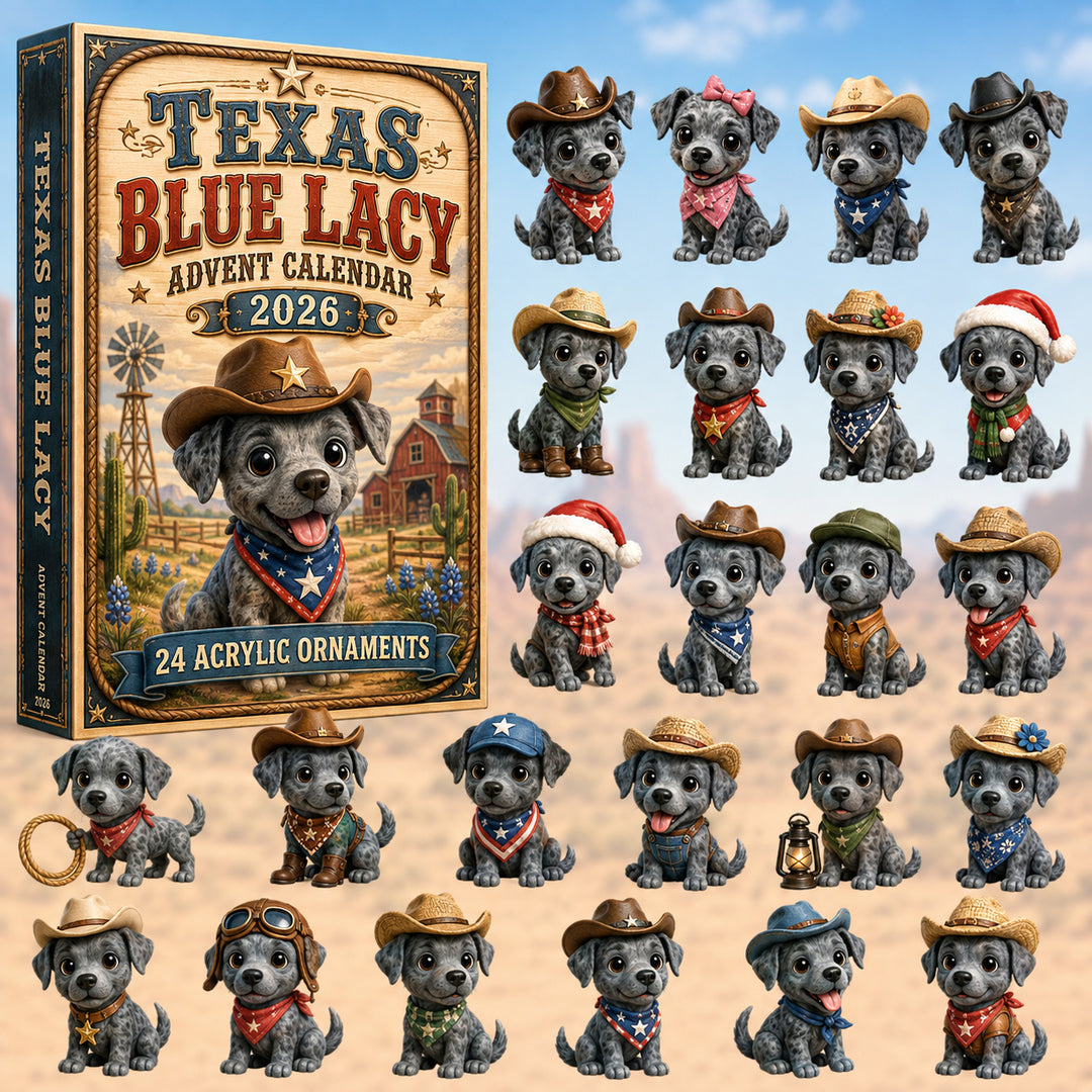 CHRISTMAS KICKOFF 40% OFF - Texas Blue Lacy Advent Calendar 2026 - 24-Day Festive Countdown, Acrylic Charms Blind Box - Gift For Family & Friends