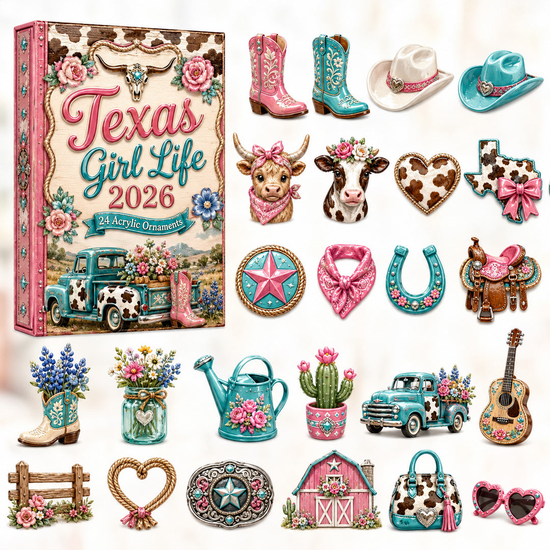 CHRISTMAS KICKOFF 40% OFF - Texas Girl Life Advent Calendar 2026 - 24-Day Festive Countdown, Acrylic Charms Blind Box - Gift For Texans, Family & Friends AC0HT556