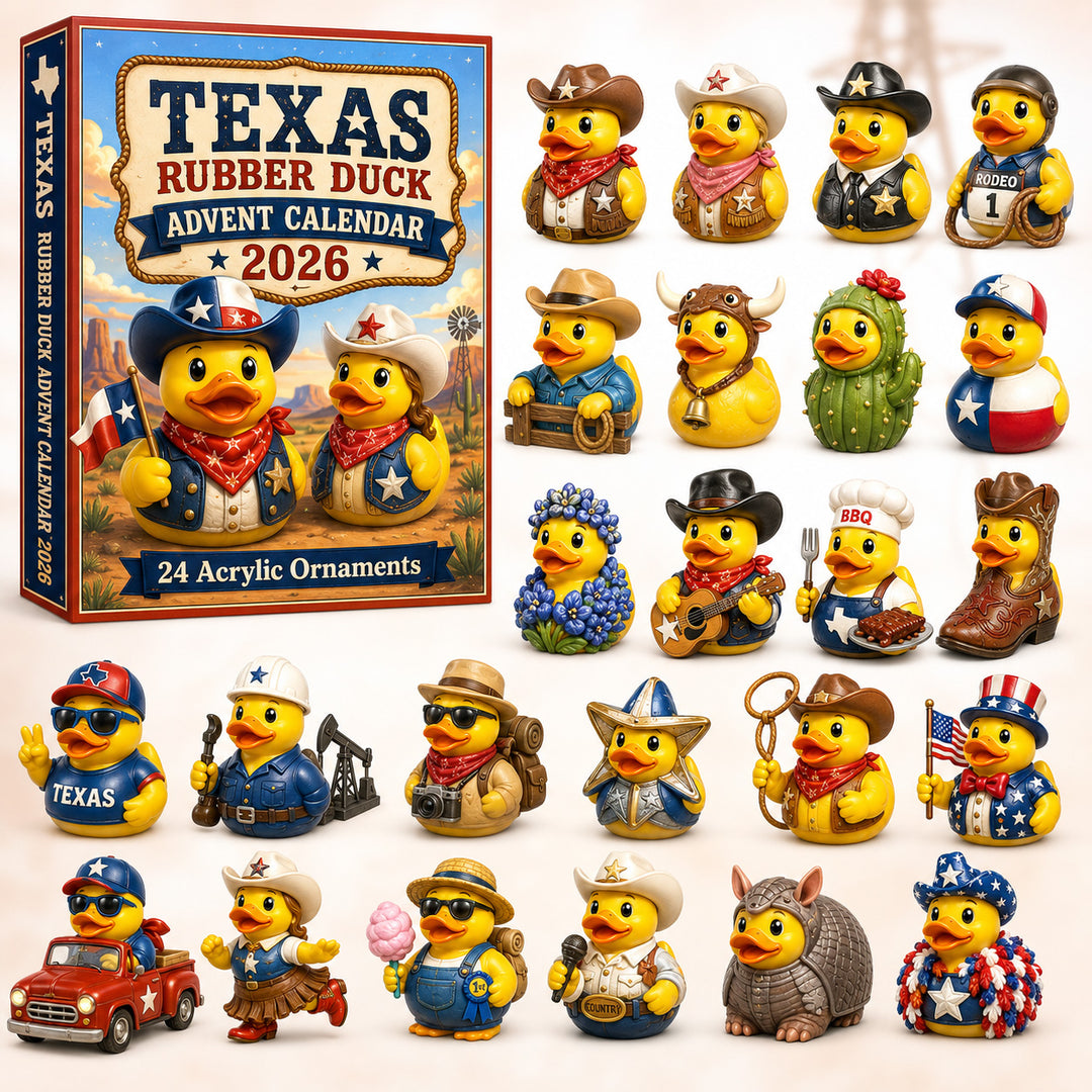 CHRISTMAS KICKOFF 40% OFF - Texas Rubber Duck Advent Calendar 2026 - 24-Day Festive Countdown, Acrylic Charms Blind Box - Gift For Family & Friends