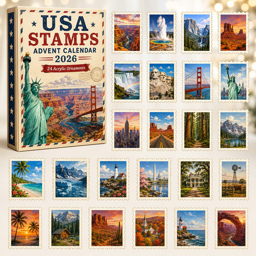 CHRISTMAS KICKOFF 40% OFF - The USA Stamps Advent Calendar 2026 - 24-Day Festive Countdown, Acrylic Charms Blind Box - Gift For Family & Friends