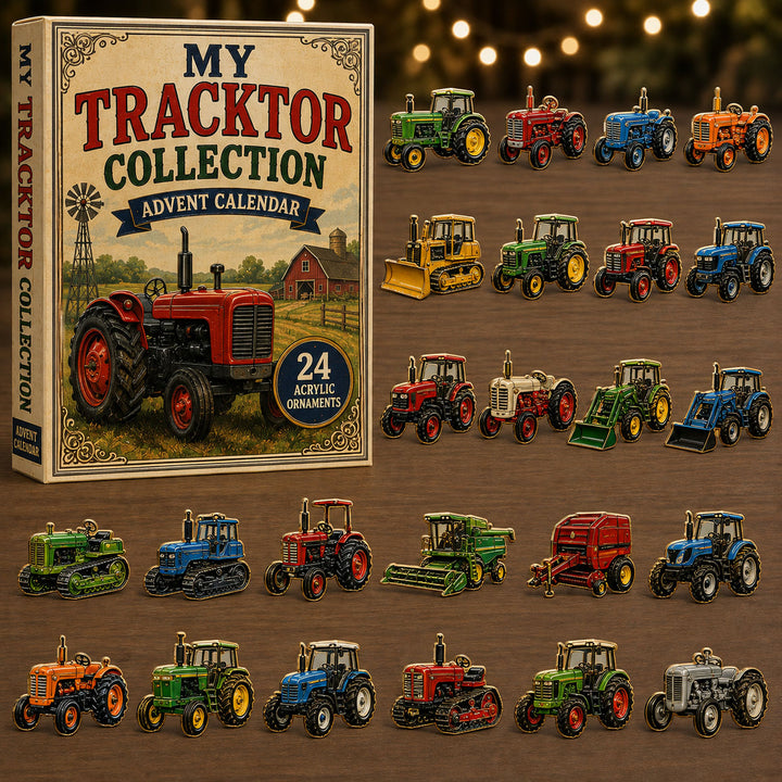 CHRISTMAS KICKOFF 40% OFF - Tractor Collection Advent Calendar 2026 - 24-Day Festive Countdown, Acrylic Charms Blind Box - Gift For Farmer