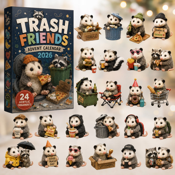 CHRISTMAS KICKOFF 40% OFF - Trash Friends Advent Calendar 2026 - 24-Day Festive Countdown, Acrylic Charms Blind Box - Gift For Opossum Lovers AC0HT508
