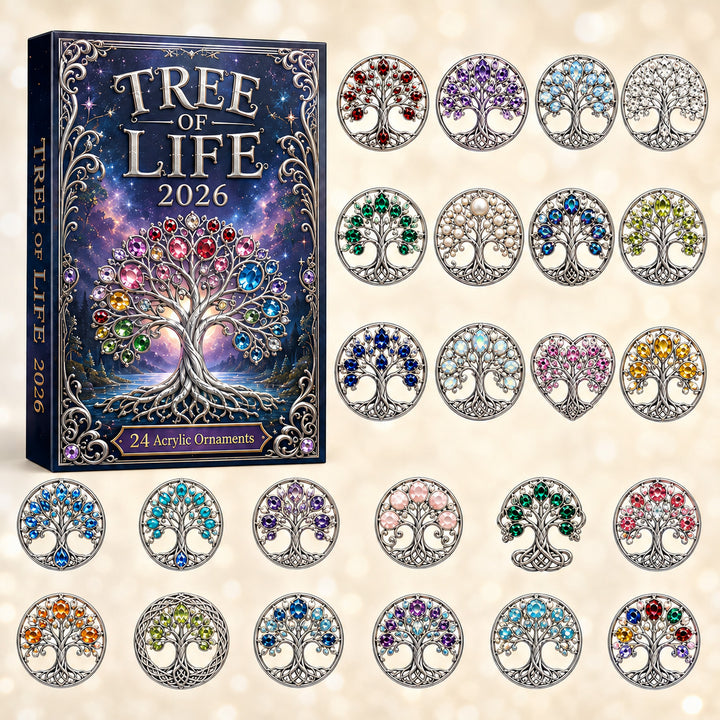CHRISTMAS KICKOFF 40% OFF - Tree Of Life & Stones Advent Calendar 2026 - 24-Day Festive Countdown, Acrylic Charms Blind Box - Gift For Family & Friends AC0HT304