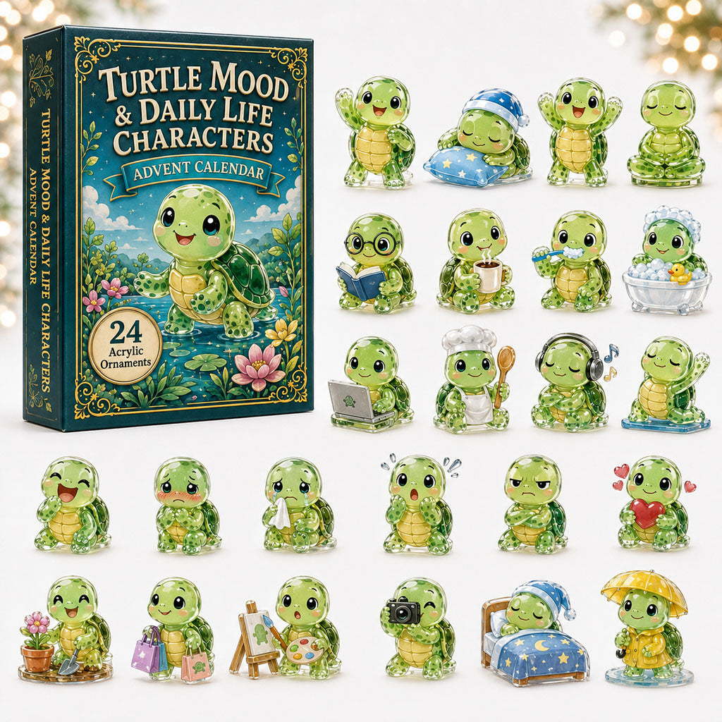 CHRISTMAS KICKOFF 40% OFF - Turtle Life Advent Calendar 2026 - 24-Day Festive Countdown, Acrylic Charms Blind Box - Gift For Turtle Lovers