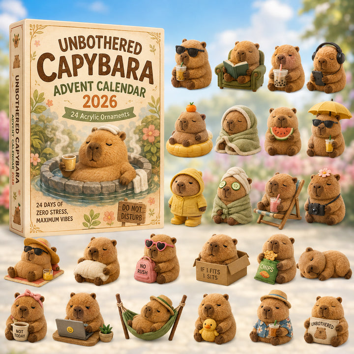 CHRISTMAS KICKOFF 40% OFF - Unbothered Capybara Advent Calendar 2026 - 24-Day Festive Countdown, Acrylic Charms Blind Box - Gift For Capybara Lovers AC0HT497