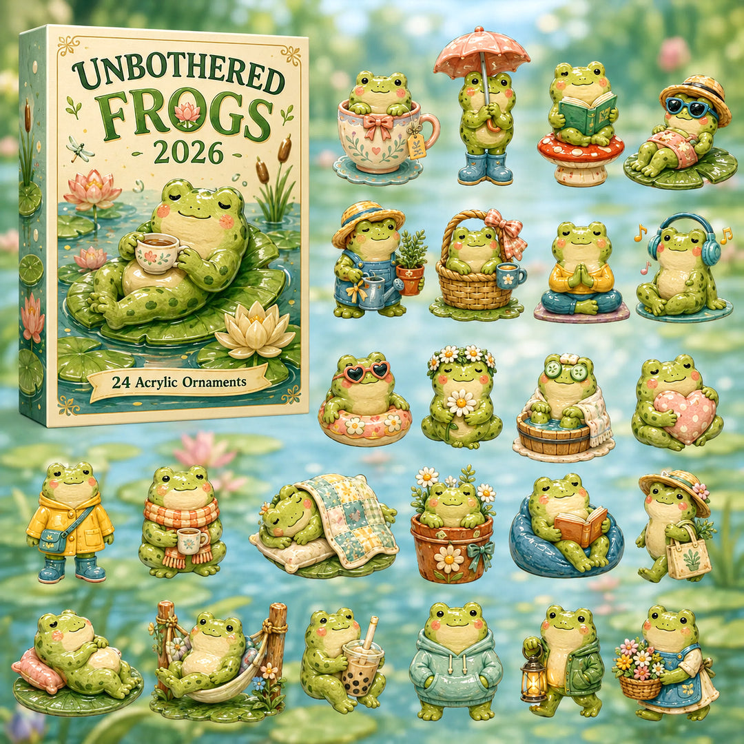 CHRISTMAS KICKOFF 40% OFF - Unbothered Frogs Advent Calendar 2026 - 24-Day Festive Countdown, Acrylic Charms Blind Box - Gift For Frog Lovers AC0HT349