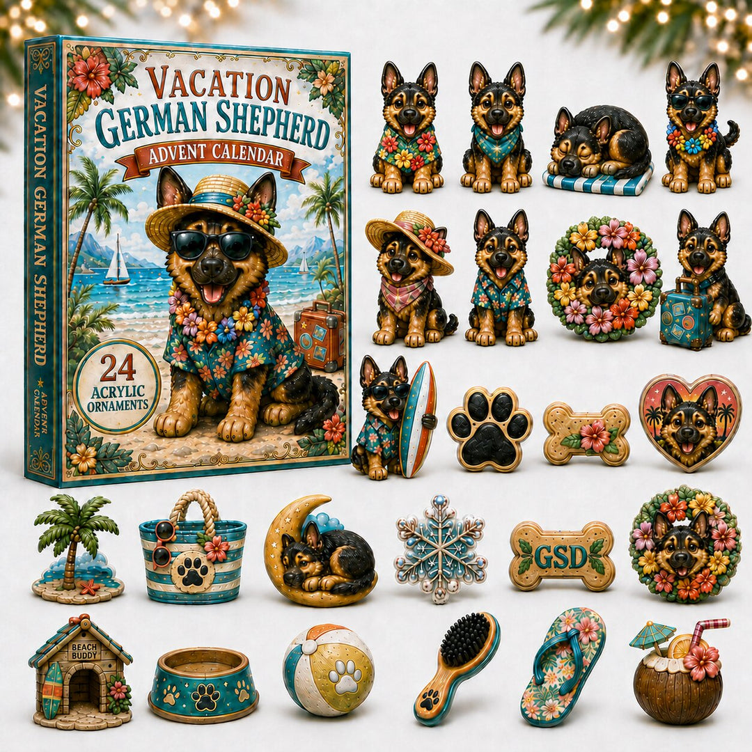 CHRISTMAS KICKOFF 40% OFF - Vacation Shepherd Advent Calendar 2026 - 24-Day Festive Countdown, Acrylic Charms Blind Box - Gift For Dog Lovers