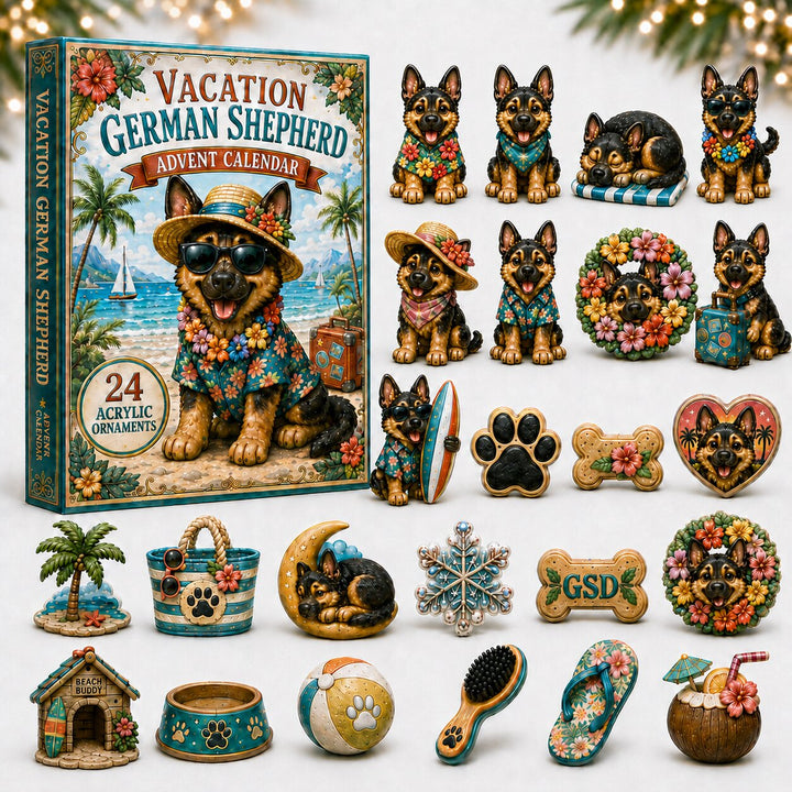 CHRISTMAS KICKOFF 40% OFF - Vacation Shepherd Advent Calendar 2026 - 24-Day Festive Countdown, Acrylic Charms Blind Box - Gift For Dog Lovers
